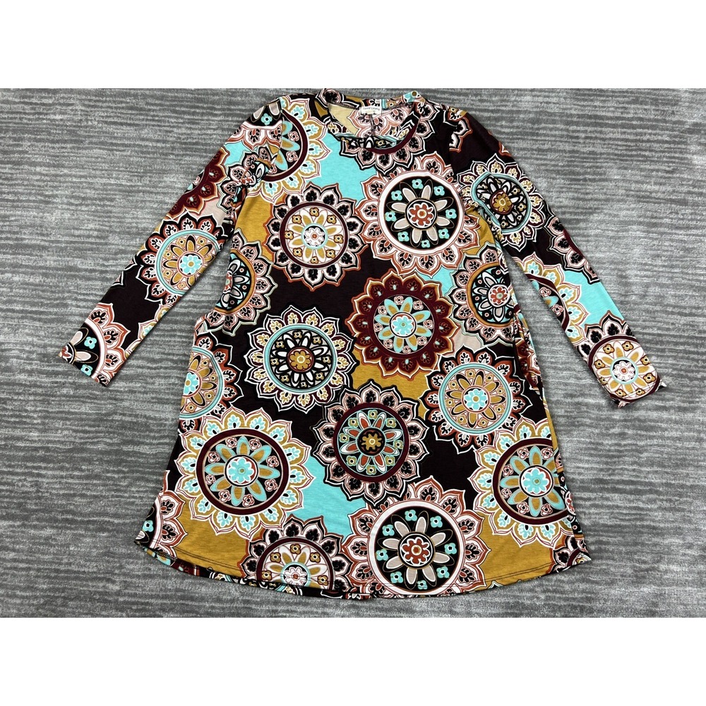 Sweet Lovely Dress Womens S Multi Mandala Print Long Sleeve Boho Tunic SD5272